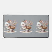 Schattige konijn met bloemen Waterverf Art Bureaumat (Voorkant)