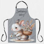 Schattige konijn met bloemen Waterverf Art Schort (Voorkant)