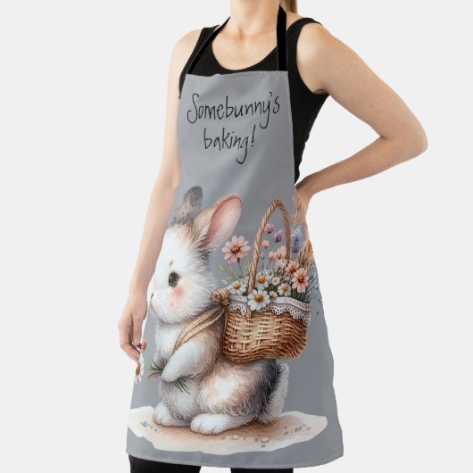 Schattige konijn met bloemen Waterverf Art Schort (Insitu)