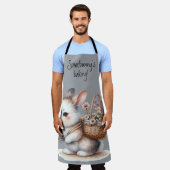 Schattige konijn met bloemen Waterverf Art Schort (Gedragen)