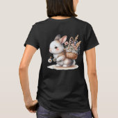 Schattige konijn met bloemen Waterverf Art T-shirt (Achterkant)