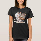 Schattige konijn met bloemen Waterverf Art T-shirt (Voorkant)
