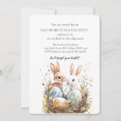 Schattige konijn met decoratieve vogel- en nesteie kaart (Voorkant)