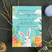 Schattige konijn met eitjes bloemetjes paaseierjac kaart