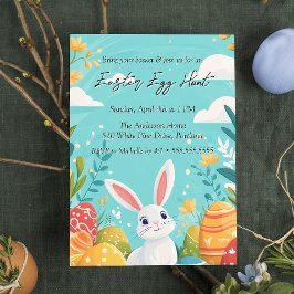 Schattige konijn met eitjes bloemetjes paaseierjac kaart
