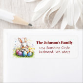 Schattige konijn met kleurrijk eieradres etiket (Insitu)