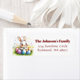 Schattige konijn met kleurrijk eieradres etiket