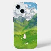 Schattige konijn met Mountain Uitzicht iPhone Case (Achterkant)