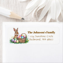 Schattige konijn met paaseieren adres