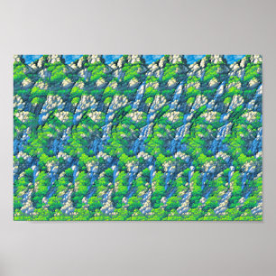 Schattige konijn met paraplu - verborgen 3D-print Poster