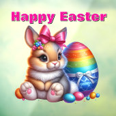 Schattige konijn met strik en kleurrijke paaseiere raamsticker (Vel 3)