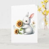 Schattige konijn met zonnebloem All-Occasion Groet Kaart (Gele Bloem)