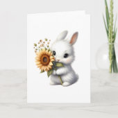 Schattige konijn met zonnebloem All-Occasion Groet Kaart (Voorkant)