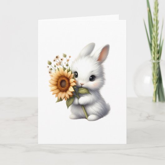 Schattige konijn met zonnebloem All-Occasion Groet Kaart (Voorkant)
