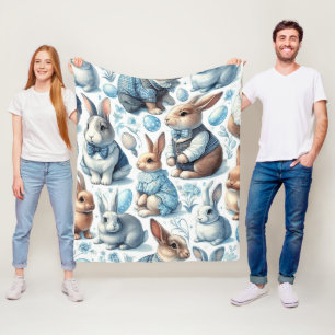 Schattige Konijn Naadloos Fleece Deken
