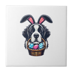 Schattige Konijn Oor Sint Bernard Hond Pasen Ei Ei Tegeltje