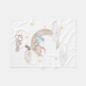 Schattige konijn op de maan gepersonaliseerde baby fleece deken (Voorkant (Horizontaal))