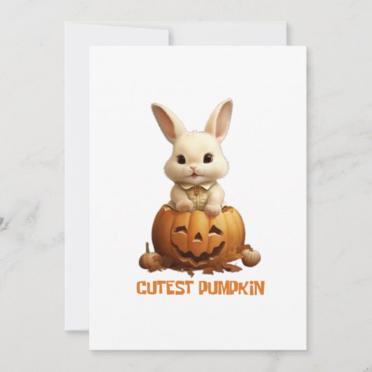 Schattige Konijn op Pompoen - Schattig Herfstkonij Kaart (Voorkant)