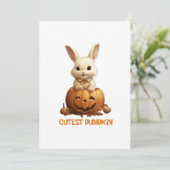 Schattige Konijn op Pompoen - Schattig Herfstkonij Kaart (Staand voorkant)