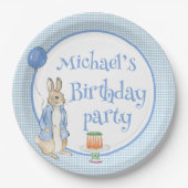 Schattige Konijn Plaid Boys Verjaardagsfeest Papieren Bordje (Voorkant)