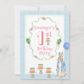 Schattige konijn roze 1e verjaardagsfeestje kaart (Voorkant)