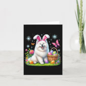 Schattige konijn Samoyed Dog Paaseieren Mand Pasen Kaart (Voorkant)