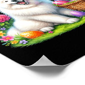 Schattige konijn Samoyed Dog Paaseieren Mand Pasen Poster (Hoek)