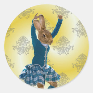 Schattige konijn Schotse hoogland danser Ronde Sticker