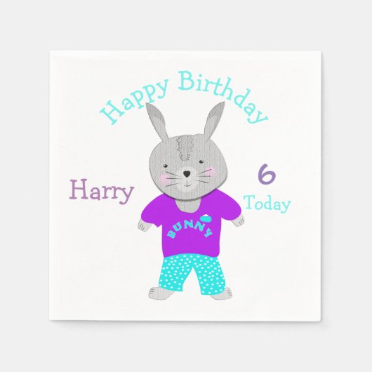 Schattige konijn thema verjaardagsfeestje servet (Voorkant)