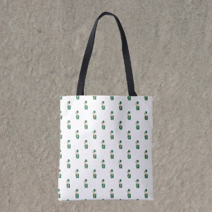 Schattige Konijn Trombone Speler Groen Goud Patroo Tote Bag