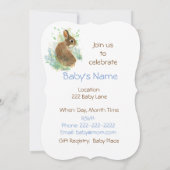 Schattige konijn, tuindier Baby shower Kaart (Achterkant)