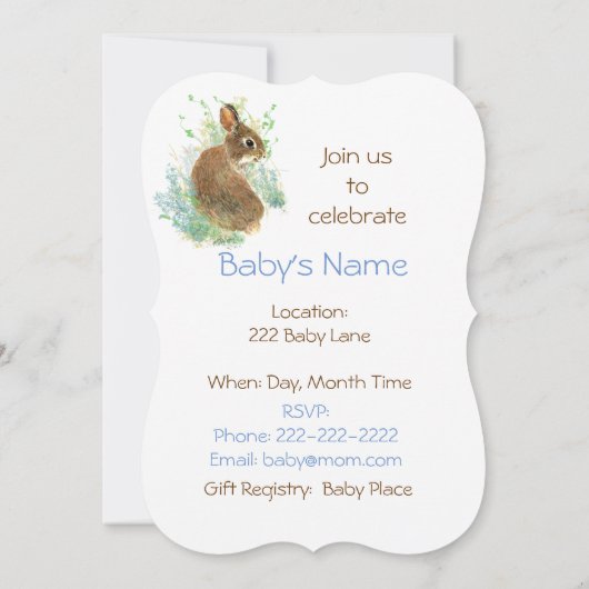Schattige konijn, tuindier Baby shower Kaart (Achterkant)