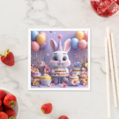 Schattige konijn viert verjaardag servet (Insitu)