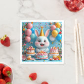 Schattige konijn viert verjaardag servet (Insitu)