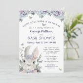 Schattige konijn Waterverf bloemig Paarse Baby sho Kaart (Staand voorkant)