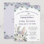 Schattige konijn Waterverf bloemig Paarse Baby sho Kaart (Voorkant / Achterkant)