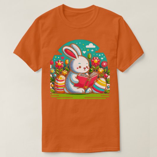 Schattige Konijn Waterverf Boek Reading Bunny T-shirt (Design voorkant)