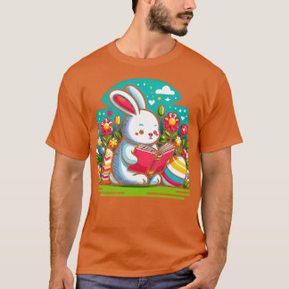 Schattige Konijn Waterverf Boek Reading Bunny T-shirt