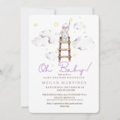 Schattige konijn Waterverf Elegant Meisje Baby sho Kaart (Voorkant)