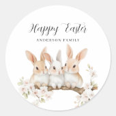 Schattige konijn Waterverf Pasen Ronde Sticker (Voorkant)