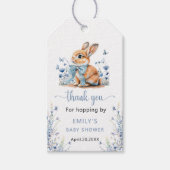 Schattige Konijn Wilde Bloem Baby Shower Jongen Cadeaulabel (Voorkant)