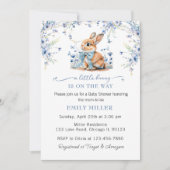 Schattige Konijn wilde bloem & Gingham Baby shower Kaart (Voorkant)