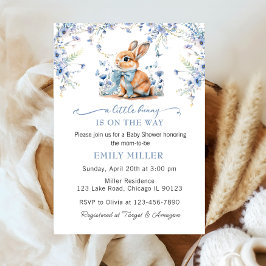 Schattige Konijn wilde bloem & Gingham Baby shower Kaart