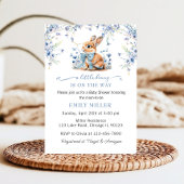 Schattige Konijn wilde bloem & Gingham Baby shower Kaart