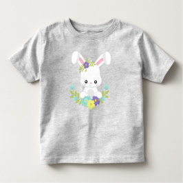 Schattige konijn, wit konijn, Baby konijn, bloemen Kinder Shirts