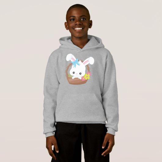 Schattige konijn, wit konijn, konijn, bloemen, man (Voorkant volledig)