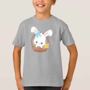 Schattige konijn, wit konijn, konijn, bloemen, man t-shirt