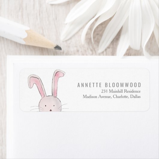 Schattige Konijn Woodland Roze Meisje Baby shower Etiket (Insitu)