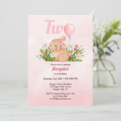 Schattige konijn wordt twee roze meisjes tweede ve kaart (Staand voorkant)