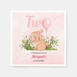 Schattige konijn wordt twee roze meisjes tweede ve servet